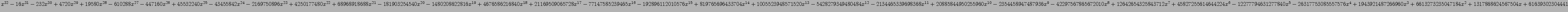 $ x^{32} - 16 x^{31} - 232 x^{30} + 4720 x^{29} + 19580 x^{28} - 610288 x^{27} -...
...487266960 x^{3} + 6613273235047184 x^{2} + 1317868624567504 x + 61639302304441 $